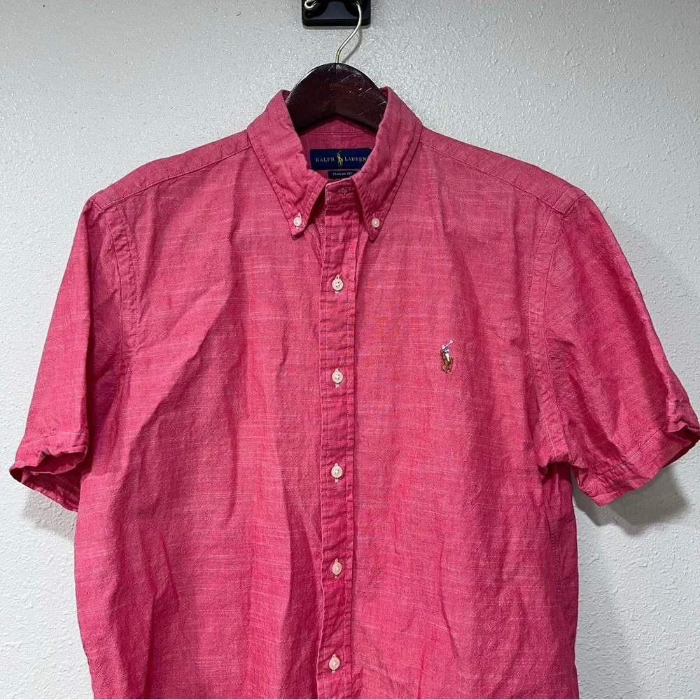 Polo RALPH LAUREN Men’s Large Red 100% Cotton Classic Fit Collared Dress SHIRT - Picture 2 of 13